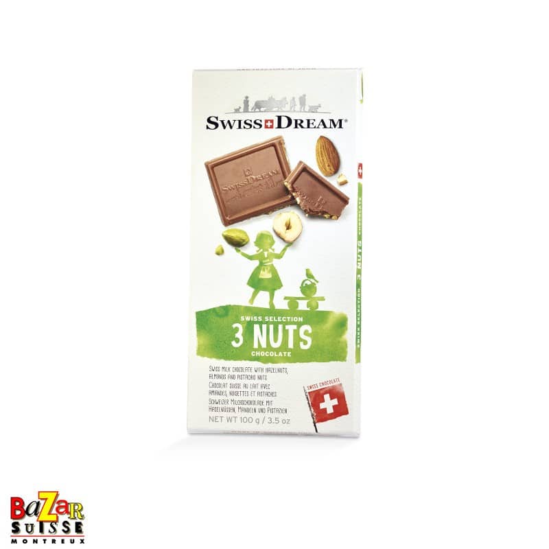 Cioccolato svizzero Swiss Dream al latte – mandorle, nocciole e pistacchi