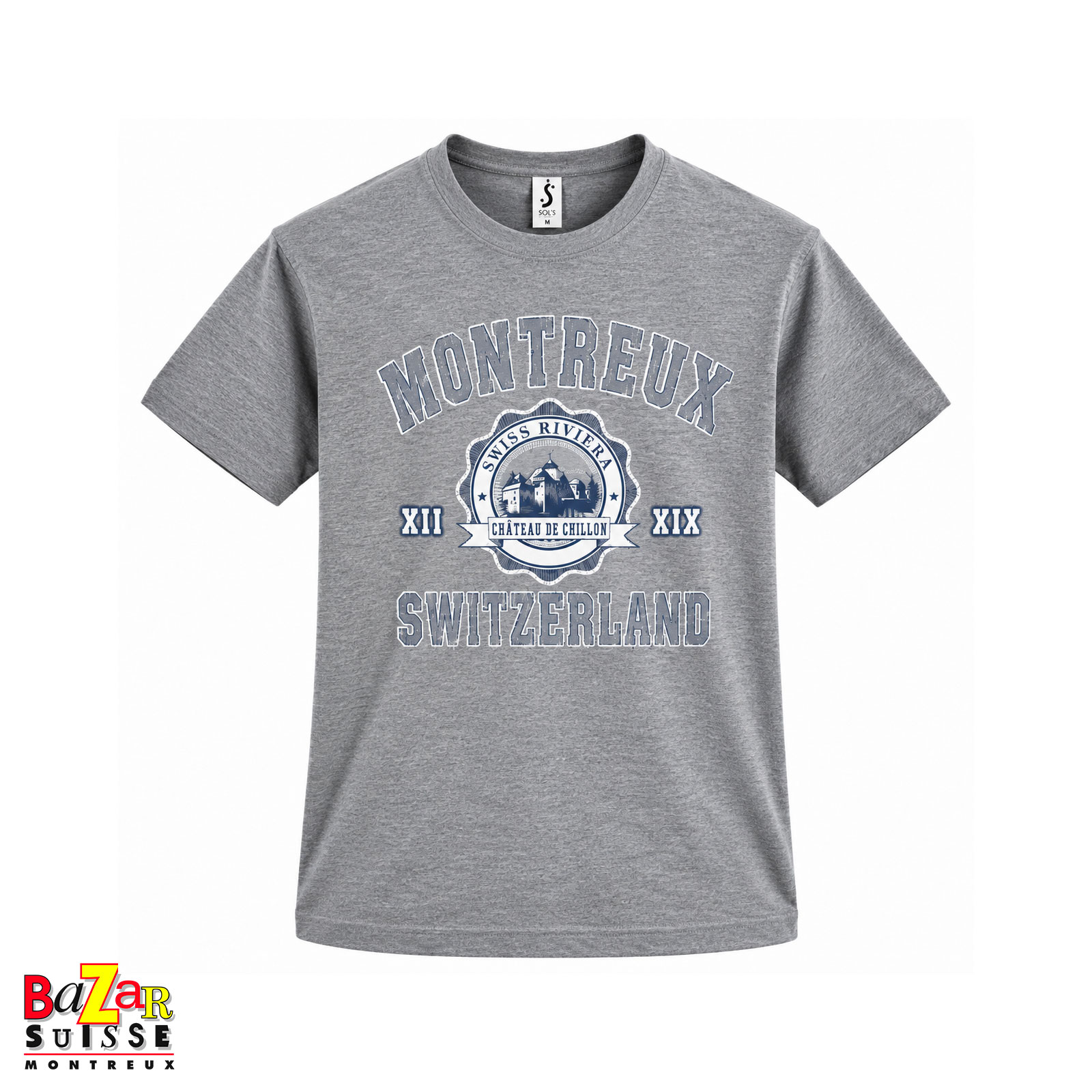 T-Shirt Montreux und Schloss Chillon - grau