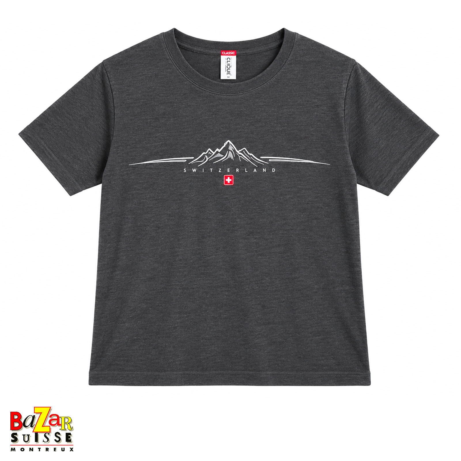 T-shirt Switzerland Mountain gris anthracite