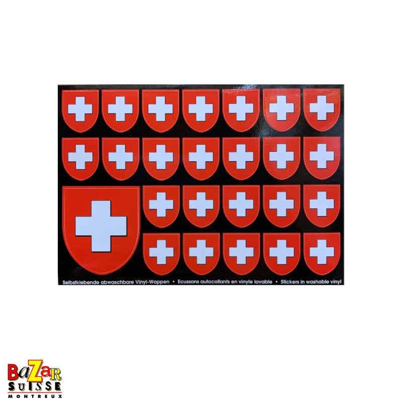 24 small Swiss flag stickers