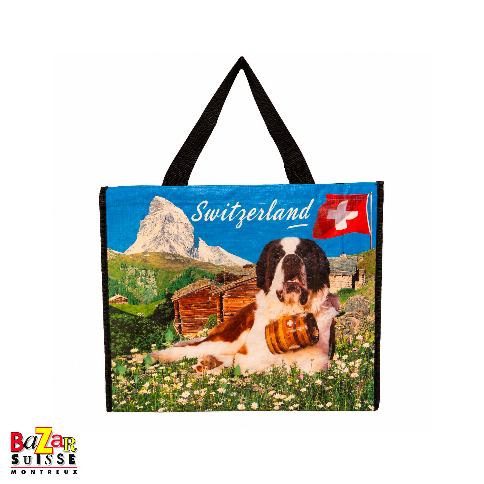 Sac de courses Saint-Bernard et Suisse - 47,5 x 39,5 cm