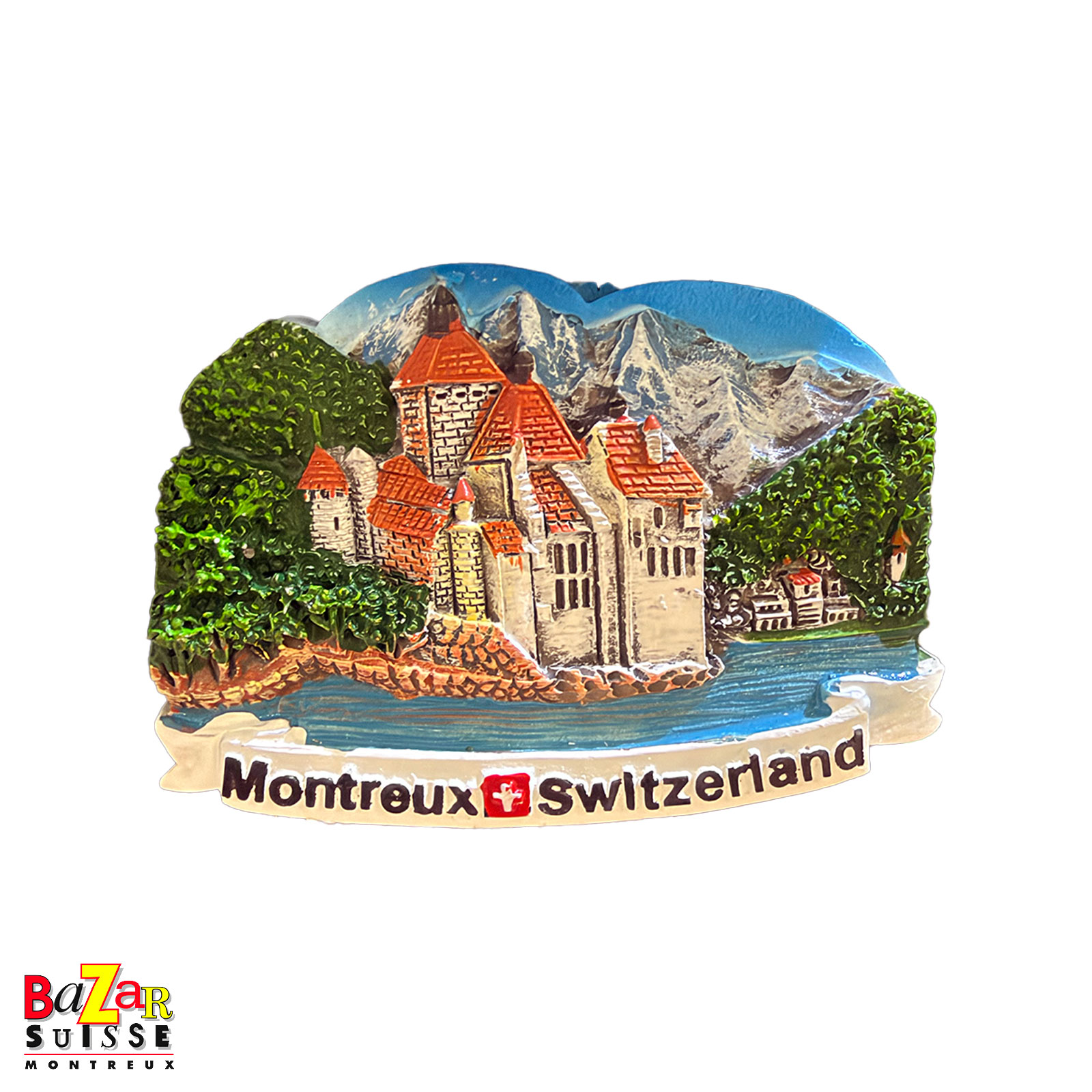 Magnete Montreux - castello di Chillon in poliresina - 6,5 x 5 cm
