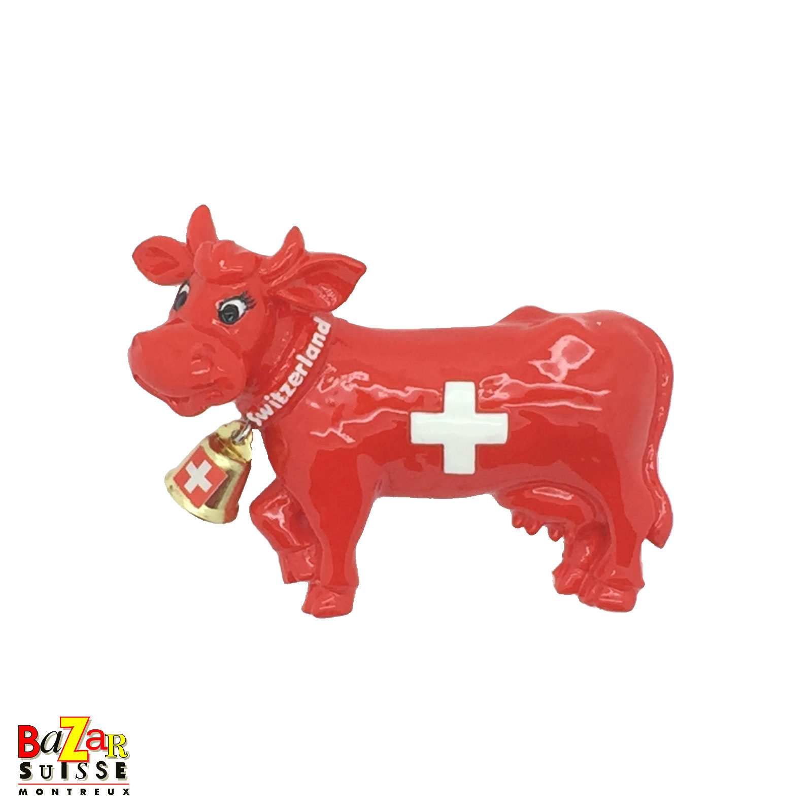 Magnete mucca rossa con croce svizzera