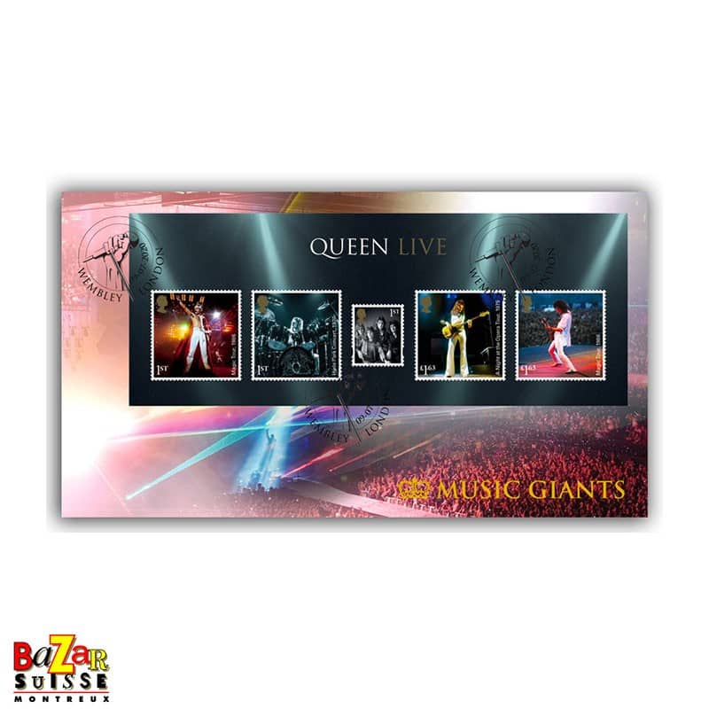 Timbres – enveloppe Premier Jour du feuillet Queen Live
