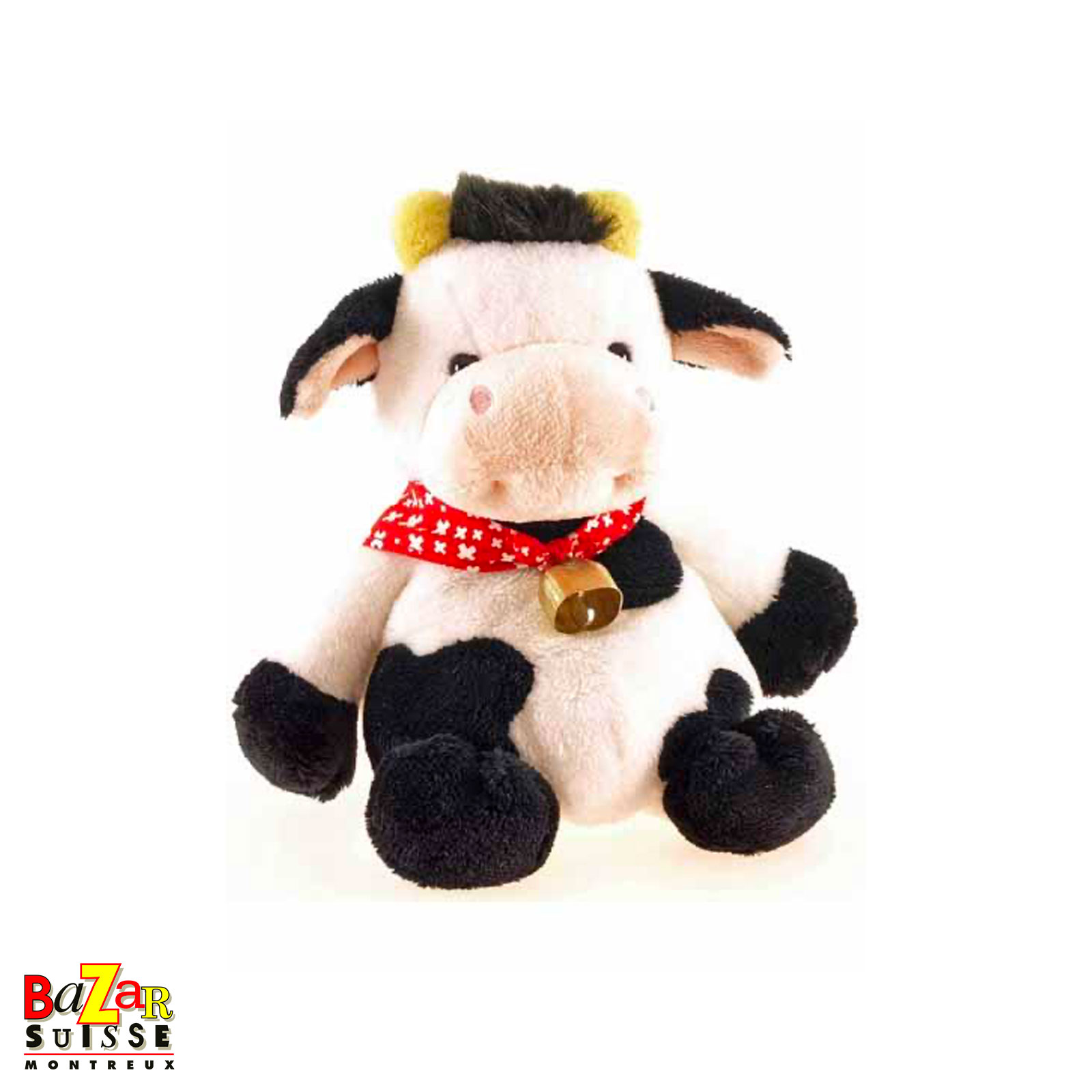 Cow soft toy with bandana and bell - 21 cm