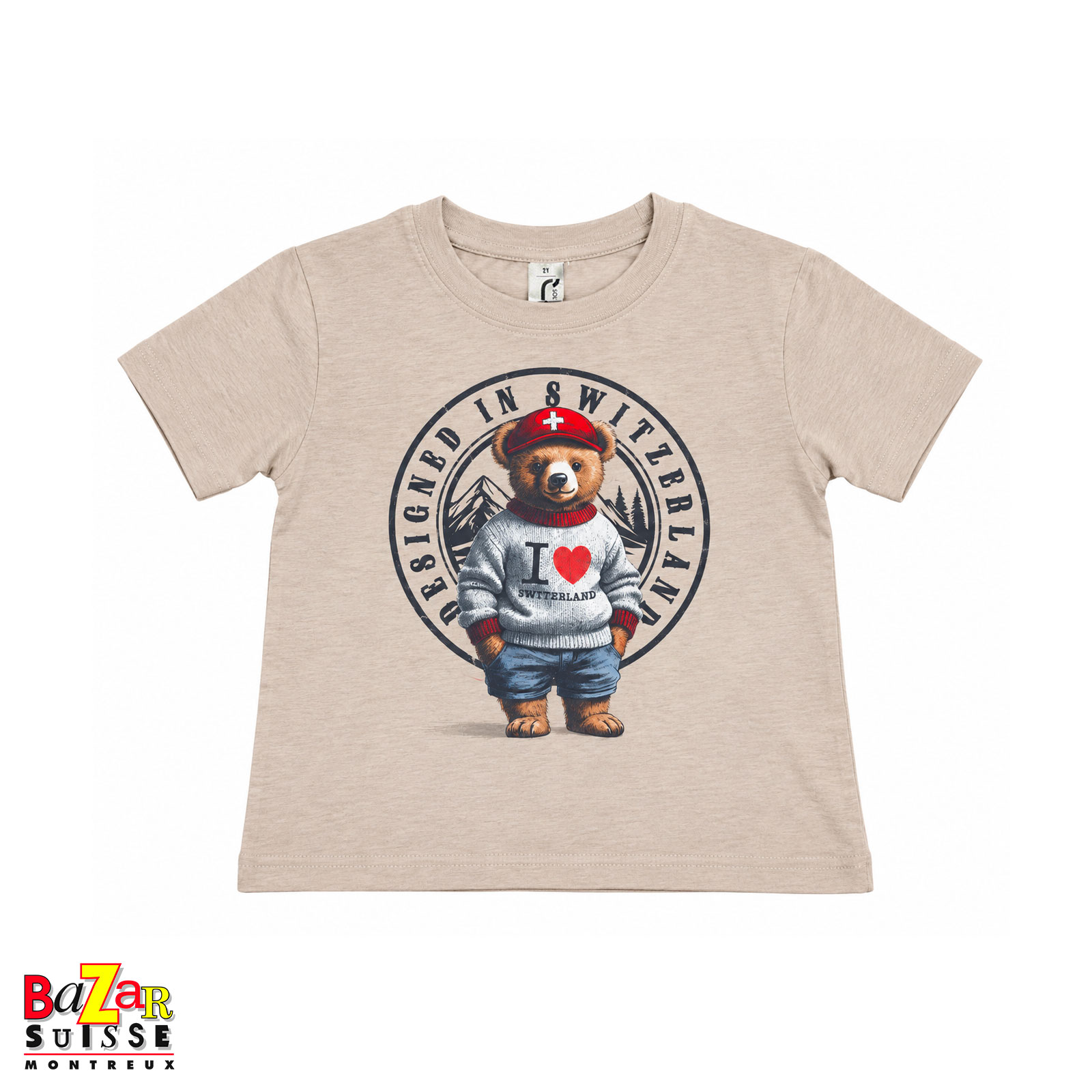 Kinder-T-Shirt Bär I Love Switzerland