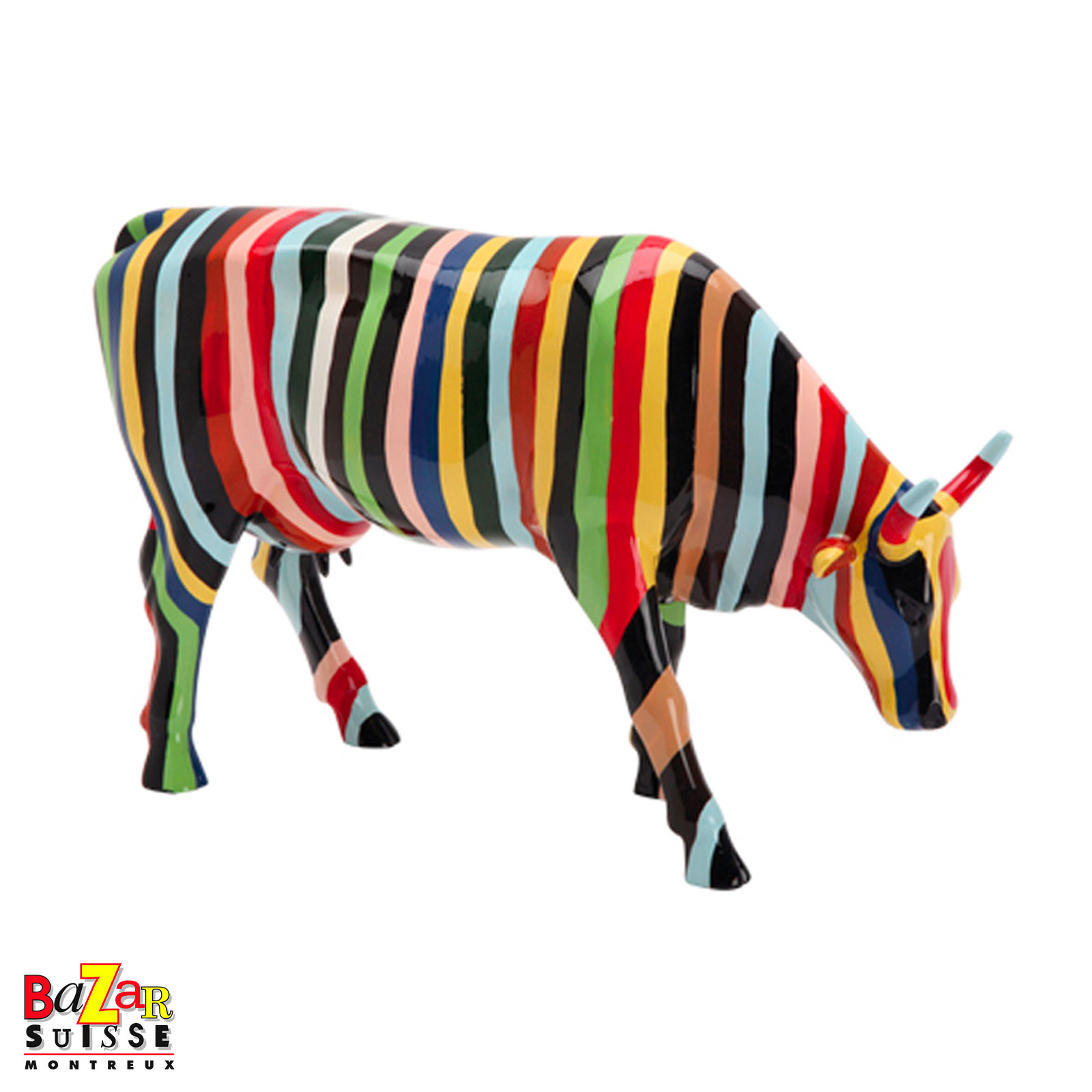 Striped cow figurine - CowParade - 30 x 9 x 20 cm